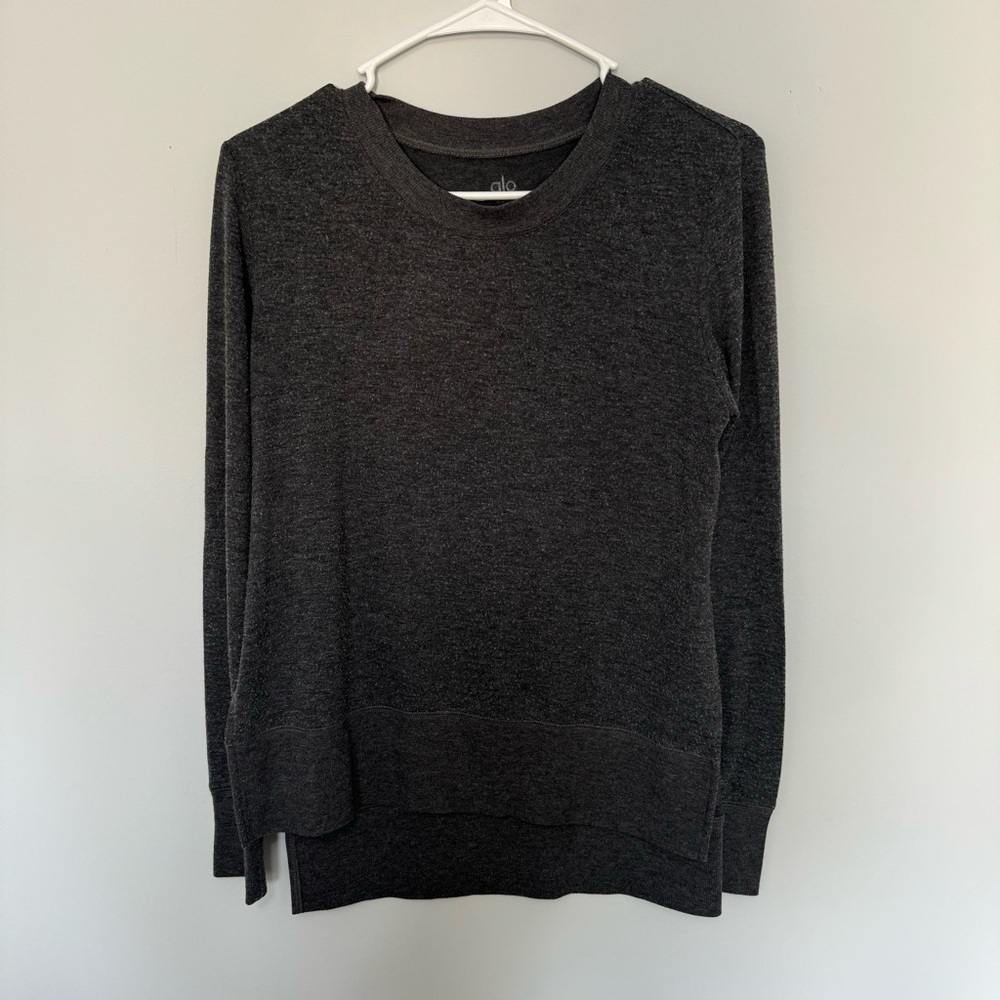 Alo Dark Gray Long Sleeve Top - Picture 1 of 6